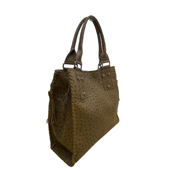 Ceconi Piero Women’s Brown Ostrich Leather Genuine Italian Made Tote Bag