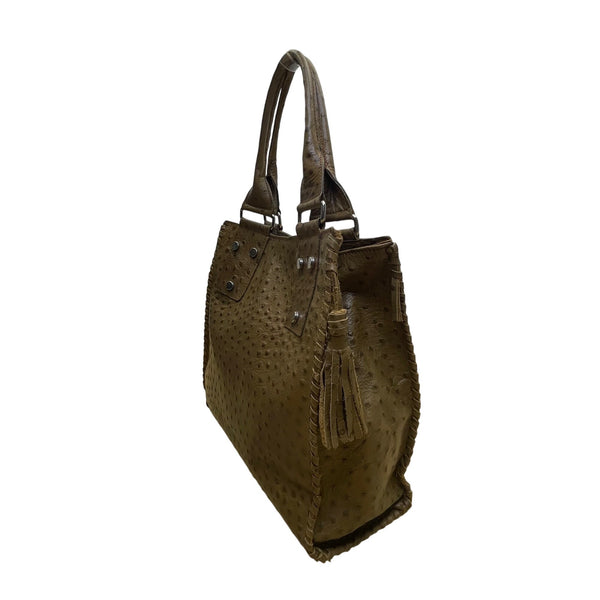 Ceconi Piero Women’s Brown Ostrich Leather Genuine Italian Made Tote Bag