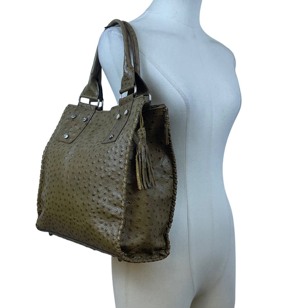 Ceconi Piero Women’s Brown Ostrich Leather Genuine Italian Made Tote Bag