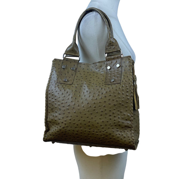 Ceconi Piero Women’s Brown Ostrich Leather Genuine Italian Made Tote Bag