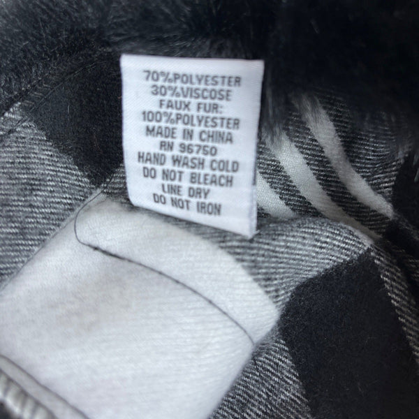 Women One SIze Faux Fur Jessica McClintock Black and White Plaid Shawl - New