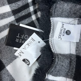 Women One SIze Faux Fur Jessica McClintock Black and White Plaid Shawl - New
