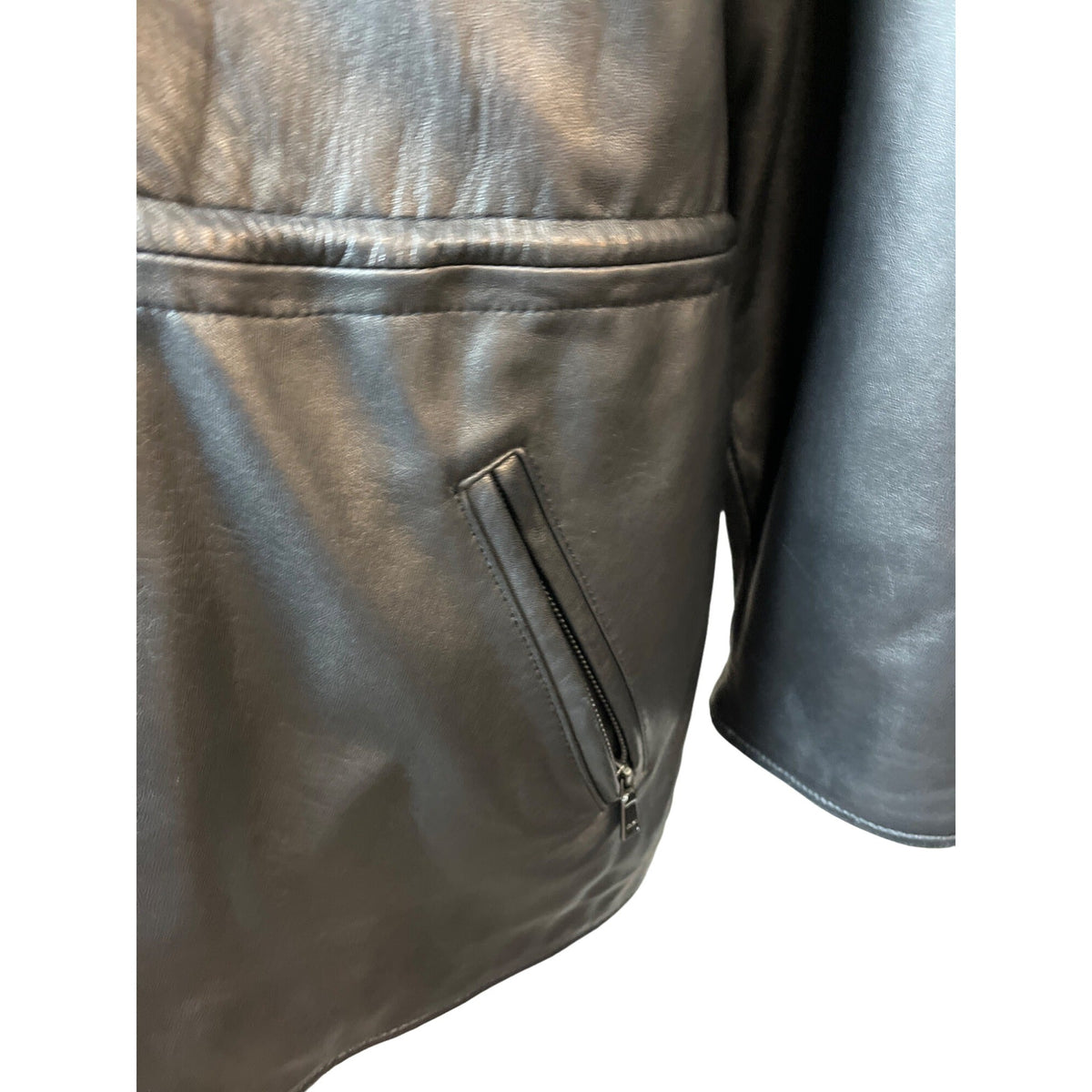 Mens Black Lamb Leather Faux Fur Collar Jacket By Marc New York - New
