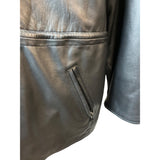 Mens Black Lamb Leather Faux Fur Collar Jacket By Marc New York - New