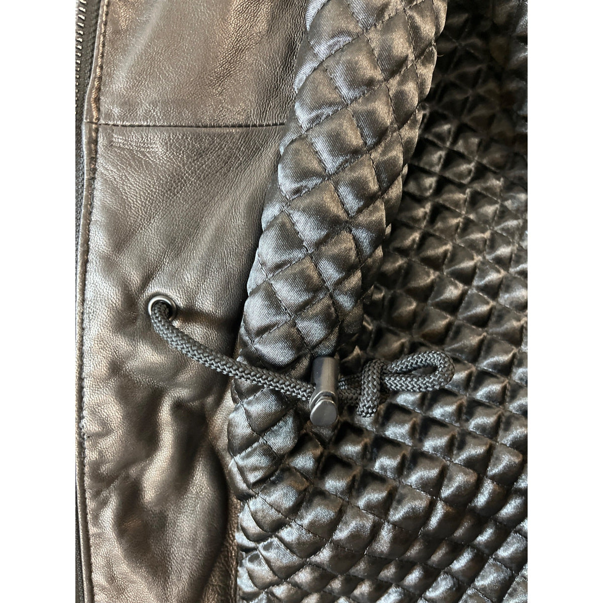 Mens Black Lamb Leather Faux Fur Collar Jacket By Marc New York - New
