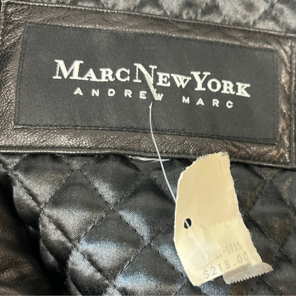 Mens Black Lamb Leather Faux Fur Collar Jacket By Marc New York - New