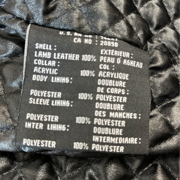 Mens Black Lamb Leather Faux Fur Collar Jacket By Marc New York - New