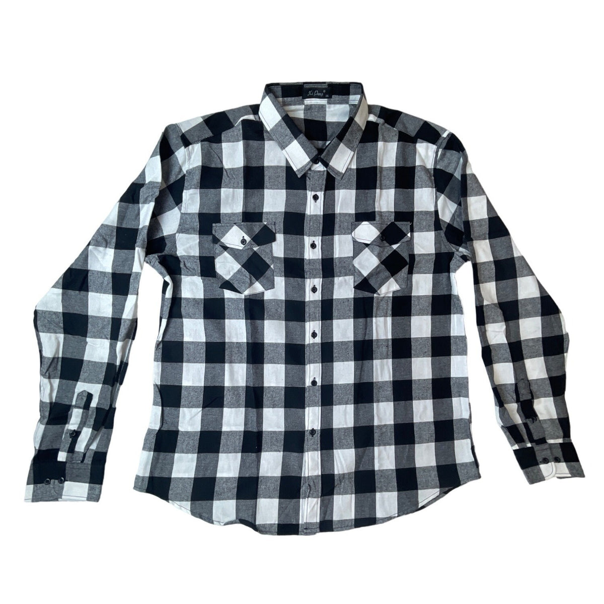 Xi Peng Men's Black White Gingham Shirt Sz XXL