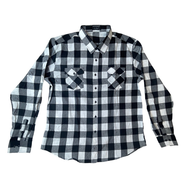 Xi Peng Men's Black White Gingham Shirt Sz XXL