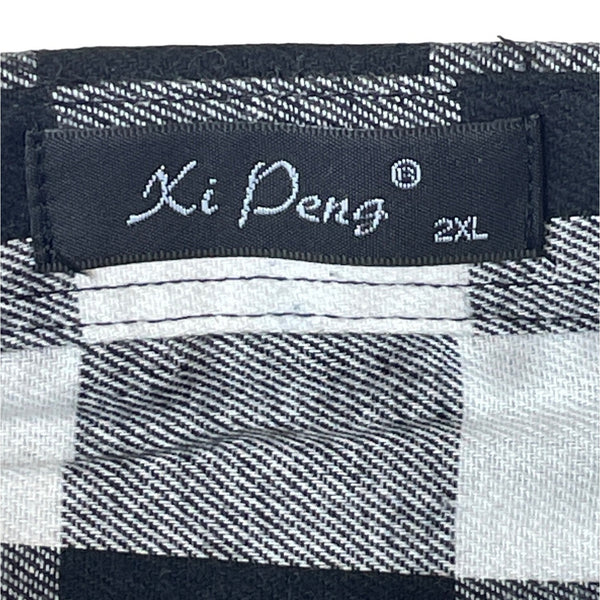 Xi Peng Men's Black White Gingham Shirt Sz XXL