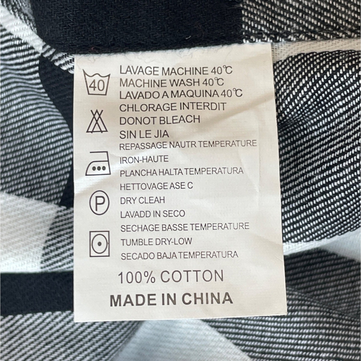 Xi Peng Men's Black White Gingham Shirt Sz XXL