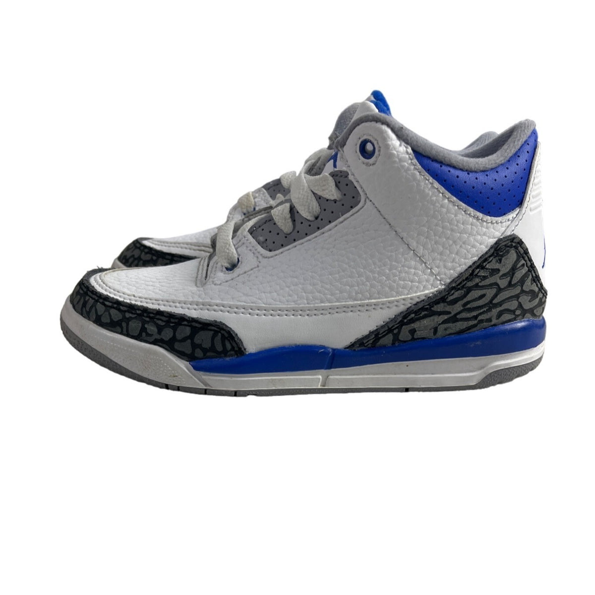 Nike Youth Boy's white Race Blue Jordan 3 Retro Mid Top Sneakers Sz 12C