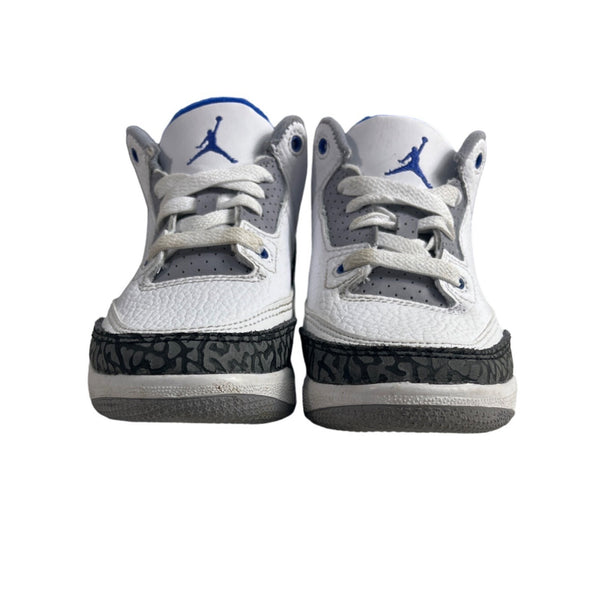 Nike Youth Boy's white Race Blue Jordan 3 Retro Mid Top Sneakers Sz 12C