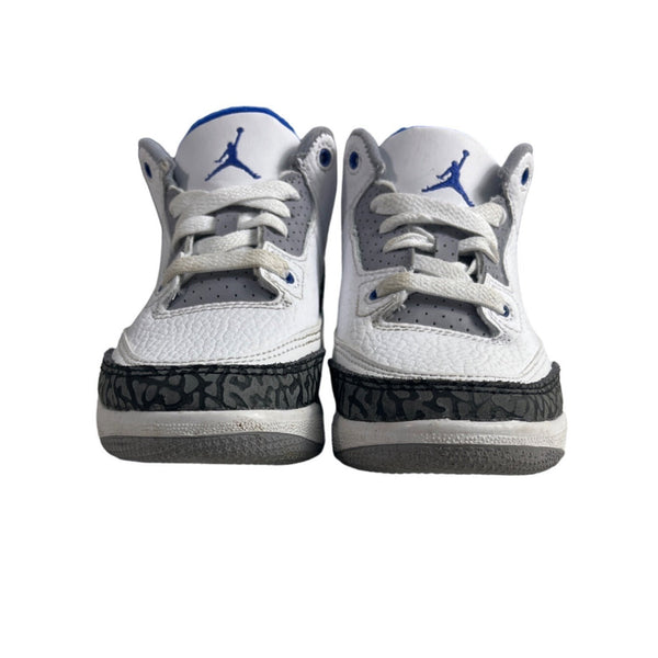 Nike Youth Boy's white Race Blue Jordan 3 Retro Mid Top Sneakers Sz 12C