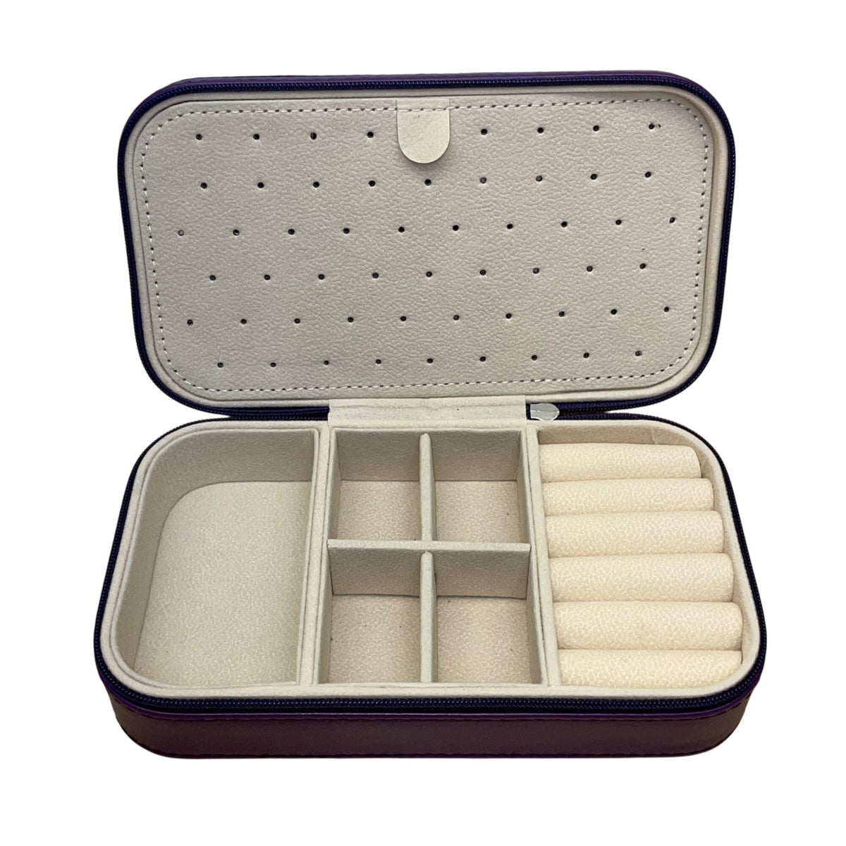 DesignSter Womens Dark Purple Jewelry Box Travel Organizer Zippered Case