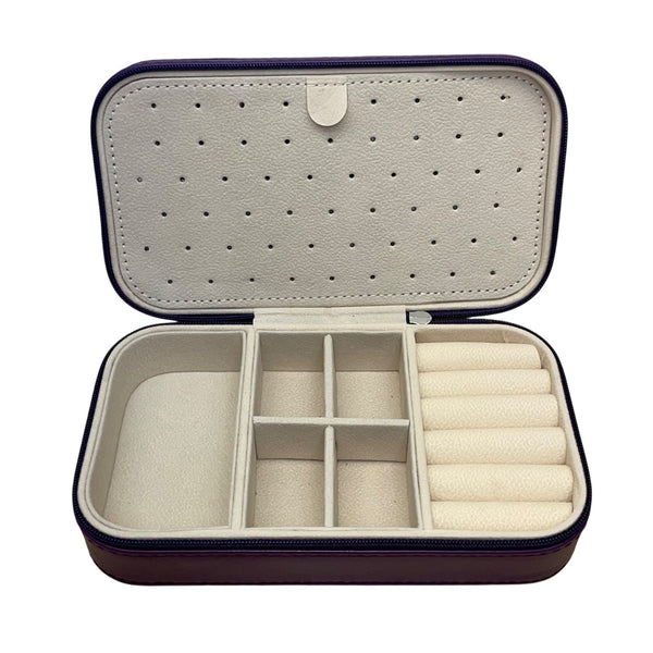 DesignSter Womens Dark Purple Jewelry Box Travel Organizer Zippered Case