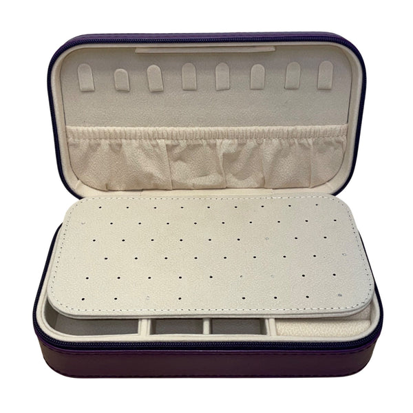 DesignSter Womens Dark Purple Jewelry Box Travel Organizer Zippered Case
