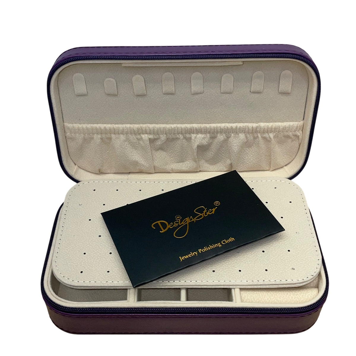 DesignSter Womens Dark Purple Jewelry Box Travel Organizer Zippered Case