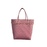 Pink Woven Tote Bag With Tassels Handbag Beach Shoulder Bag