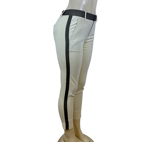 Vince Womens Beige & Black Wool Blend Slim Fit Ankle Pants Side Stripe Size 4