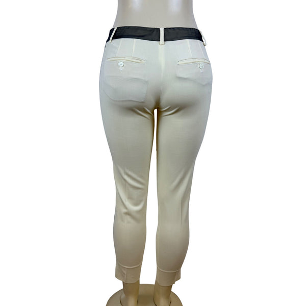 Vince Womens Beige & Black Wool Blend Slim Fit Ankle Pants Side Stripe Size 4