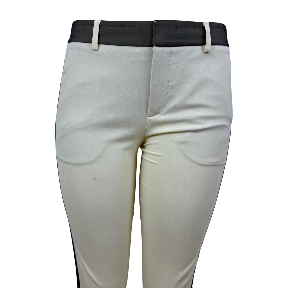 Vince Womens Beige & Black Wool Blend Slim Fit Ankle Pants Side Stripe Size 4