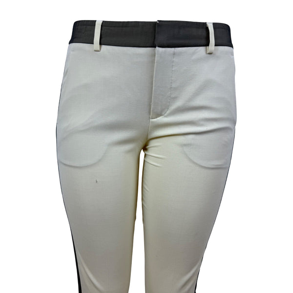 Vince Womens Beige & Black Wool Blend Slim Fit Ankle Pants Side Stripe Size 4