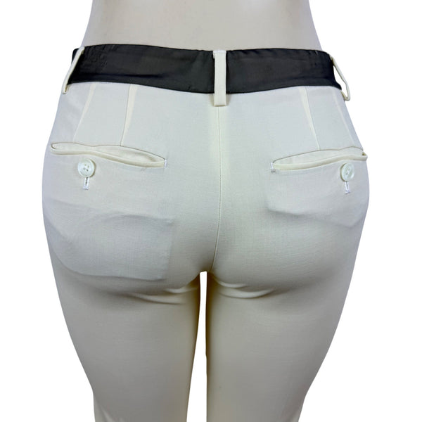 Vince Womens Beige & Black Wool Blend Slim Fit Ankle Pants Side Stripe Size 4