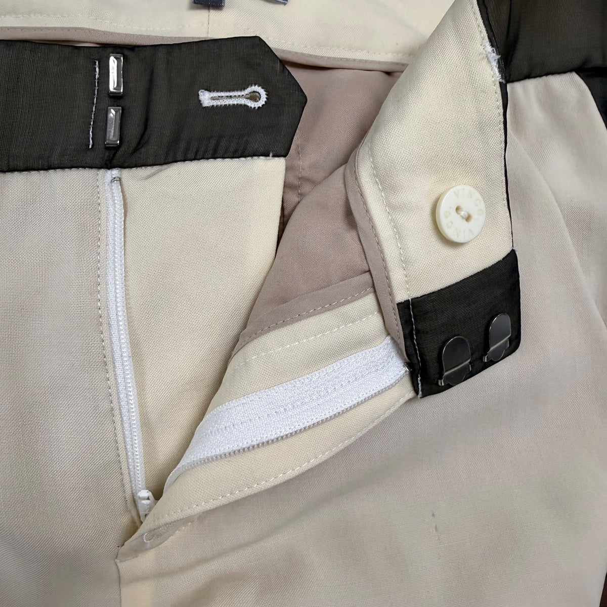 Vince Womens Beige & Black Wool Blend Slim Fit Ankle Pants Side Stripe Size 4