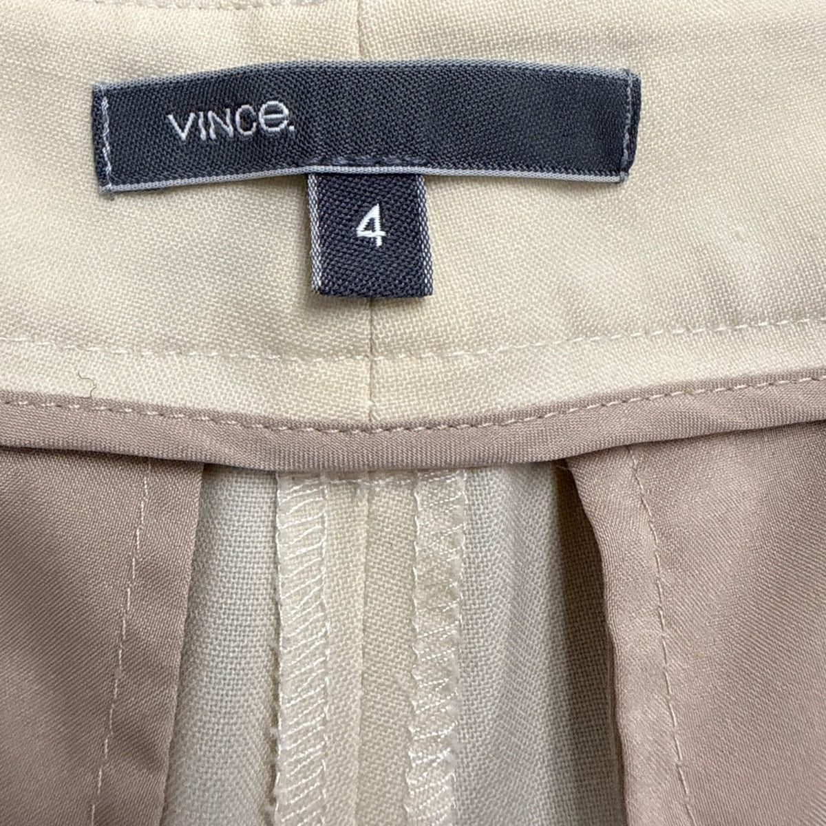 Vince Womens Beige & Black Wool Blend Slim Fit Ankle Pants Side Stripe Size 4