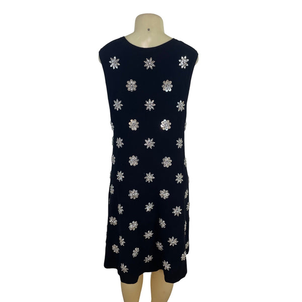 Michael Kors Black Sleeveless Rhinestone Embellished A-Line Dress XL - New
