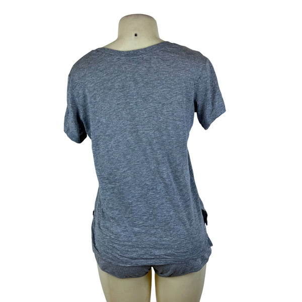 Cozy Zoe Women’s Heather Gray Lounge Set W/ Red Plaid Star and Shorts Sz S - New