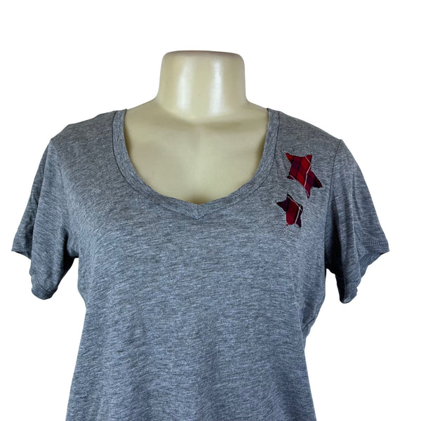 Cozy Zoe Women’s Heather Gray Lounge Set W/ Red Plaid Star and Shorts Sz S - New