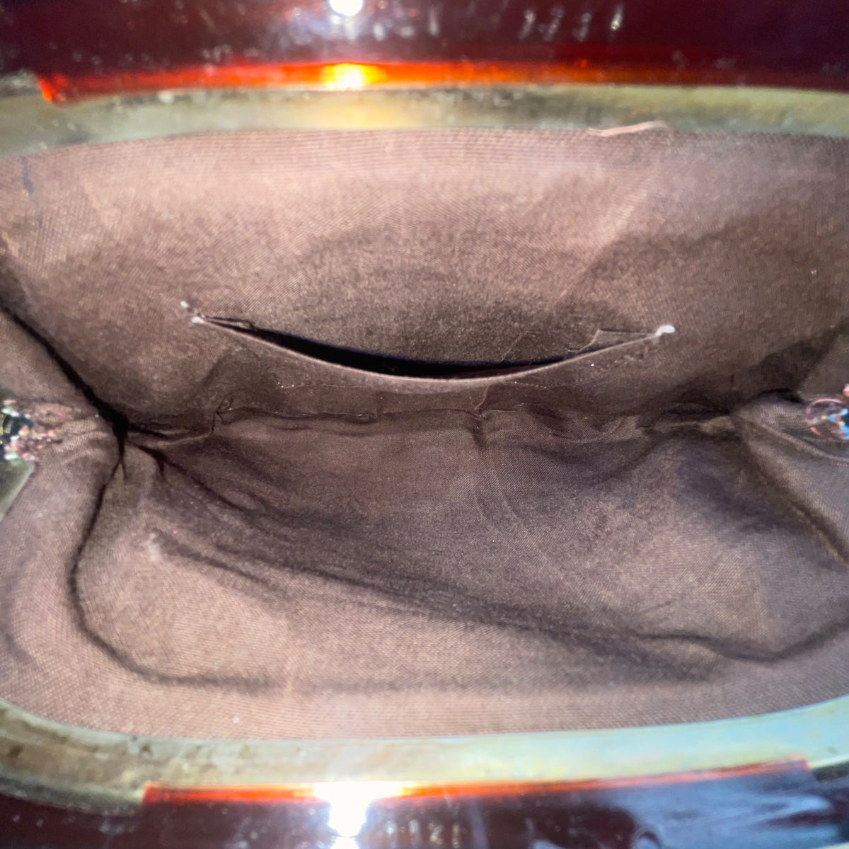 Vintage Floral Tapestry Women’s Black/Brown With Wooden Frame Clutch Purse