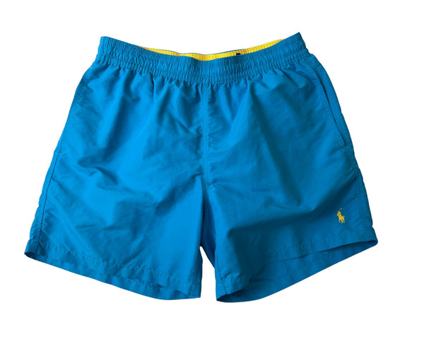 Polo Ralph Lauren Mens Blue Swim Trunks L Polyester Elastic Waistband Size L
