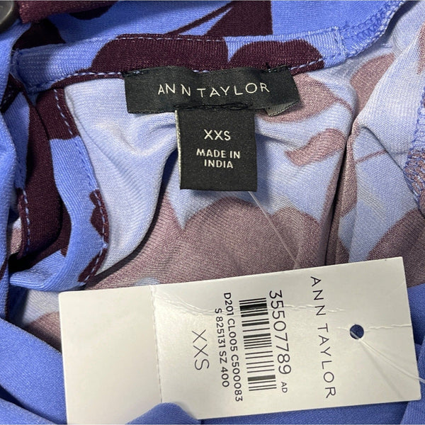 Ann Taylor Women's Purple Floral Blouse XXS - NWT