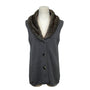 J. Jill Gray Knit Vest With Faux Fur Collar Women's Cotton & Angora Blend Size S