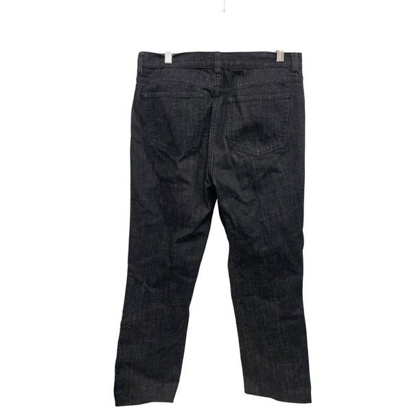 Lauren Jeans Co. Womens Black Cotton Embellished Straight-Leg Jeans Size 8 Stylish Fit
