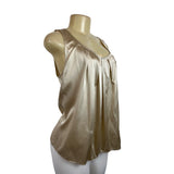 St. John Women's Metallic Tan Silk Sleevless Blouse Sz L - NWT