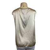 St. John Women's Metallic Tan Silk Sleevless Blouse Sz L - NWT