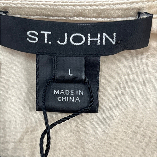 St. John Women's Metallic Tan Silk Sleevless Blouse Sz L - NWT