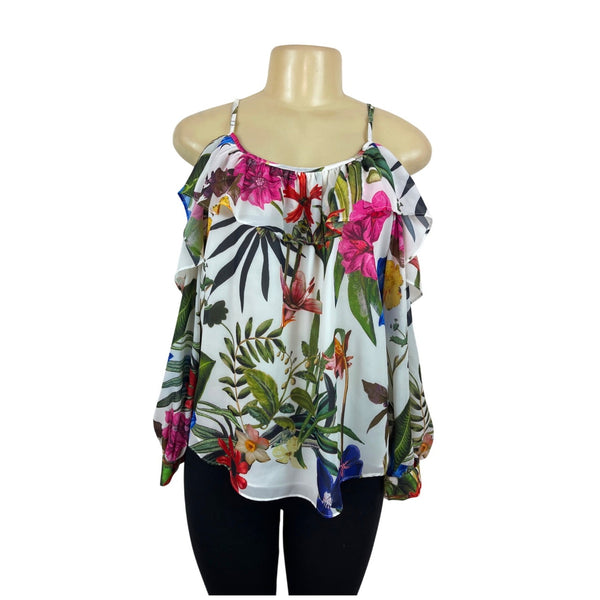 Parker Womens Ruffled Off-Shoulder Floral Blouse Size S - New