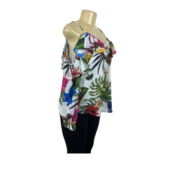 Parker Womens Ruffled Off-Shoulder Floral Blouse Size S - New