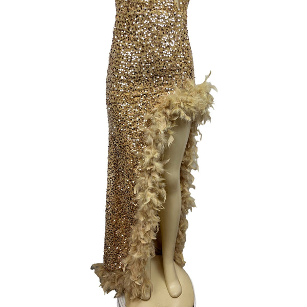 Fashion Nova Women’s Gold Slit Dress Size S