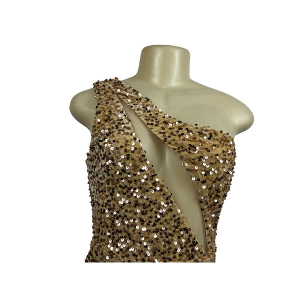 Fashion Nova Women’s Gold Slit Dress Size S