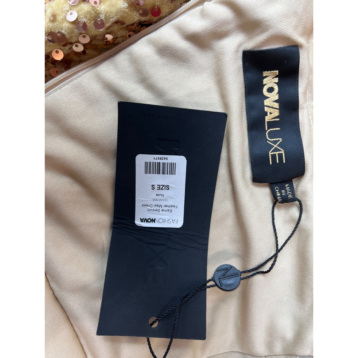 Fashion Nova Women’s Gold Slit Dress Size S