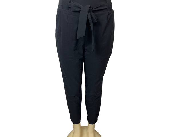 Grace Karin Women's Black High Rise Self Tie Lace & Loops Capri Pants Sz M - NWT