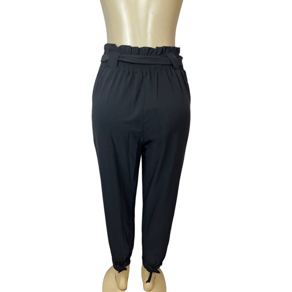 Grace Karin Women's Black High Rise Self Tie Lace & Loops Capri Pants Sz M - NWT