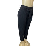 Grace Karin Women's Black High Rise Self Tie Lace & Loops Capri Pants Sz M - NWT