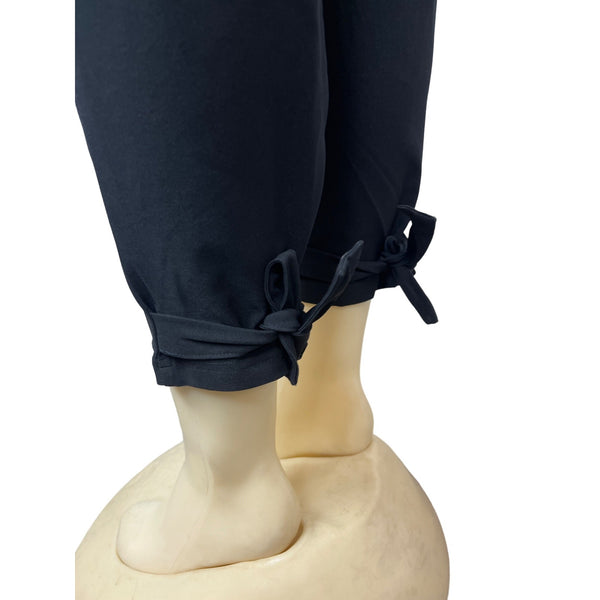Grace Karin Women's Black High Rise Self Tie Lace & Loops Capri Pants Sz M - NWT